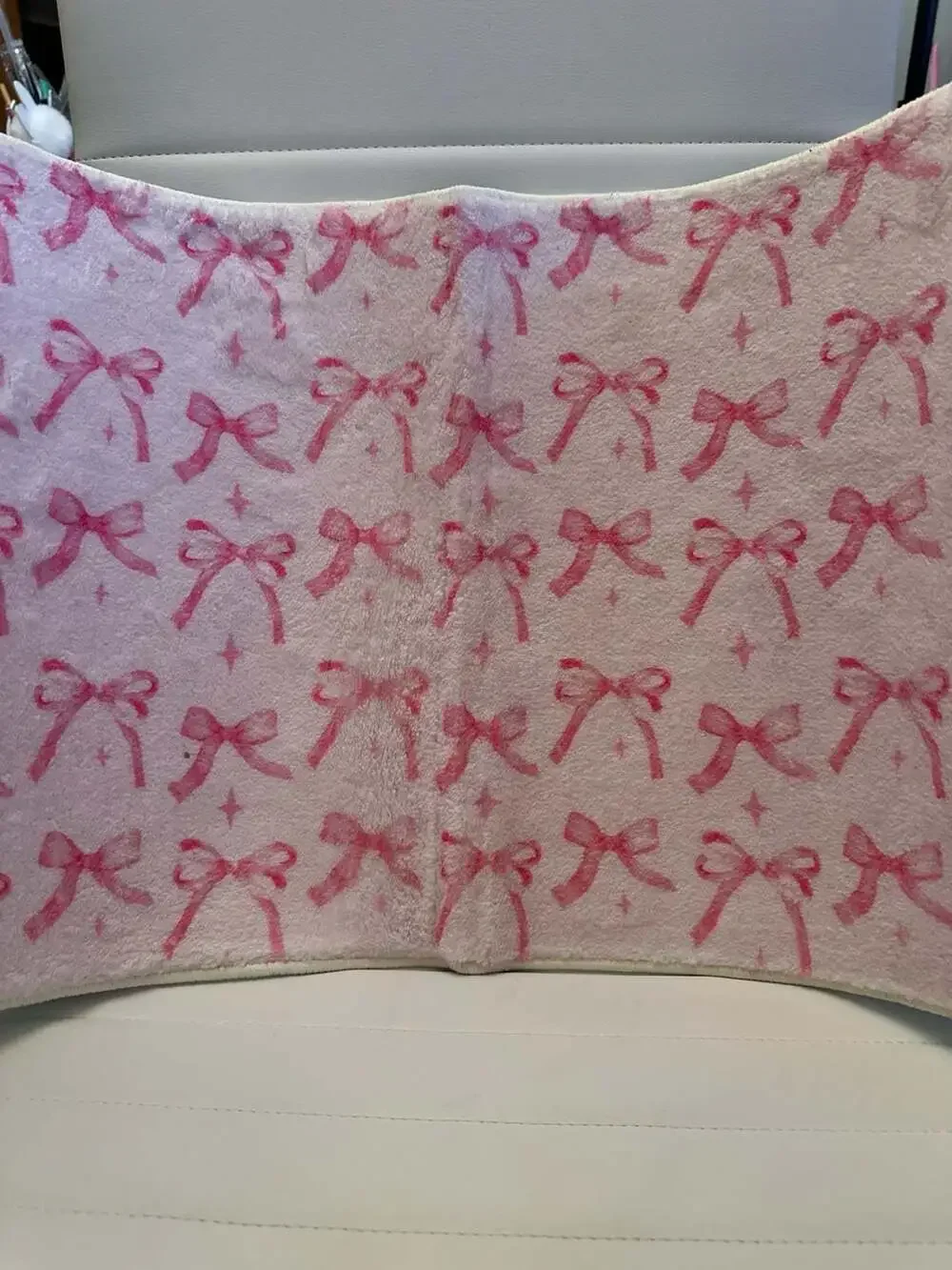 Pink Bow and Star Pattern Soft Plush Area Rug